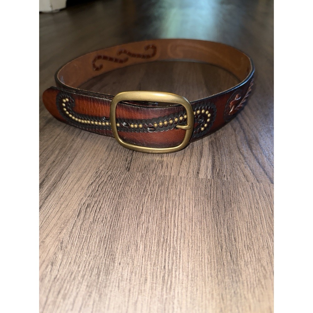 Justin Brown Bomber Western Work Belt C11808 Men's Size 36 Leather Bent Rail